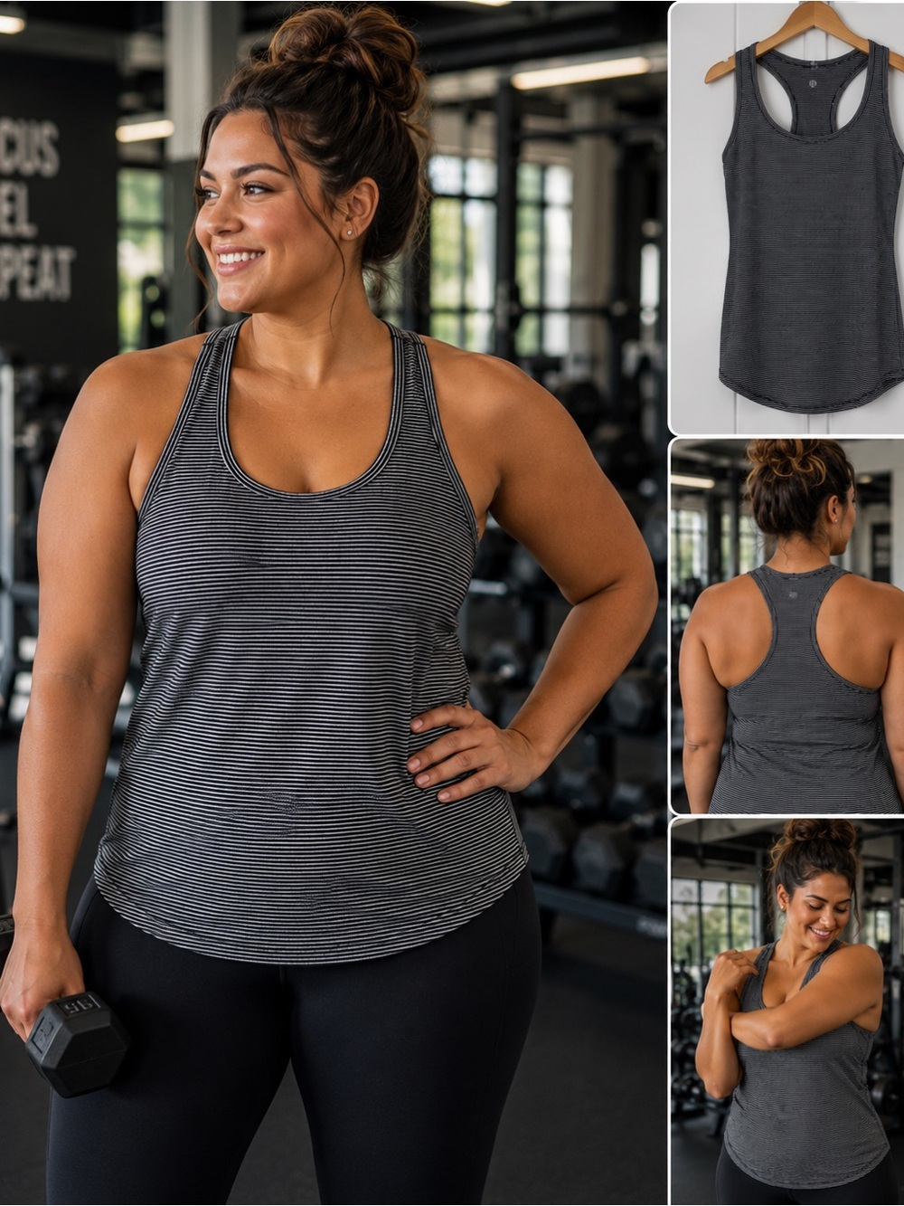 lululemon athletica Black & White Striped Racerback Tank